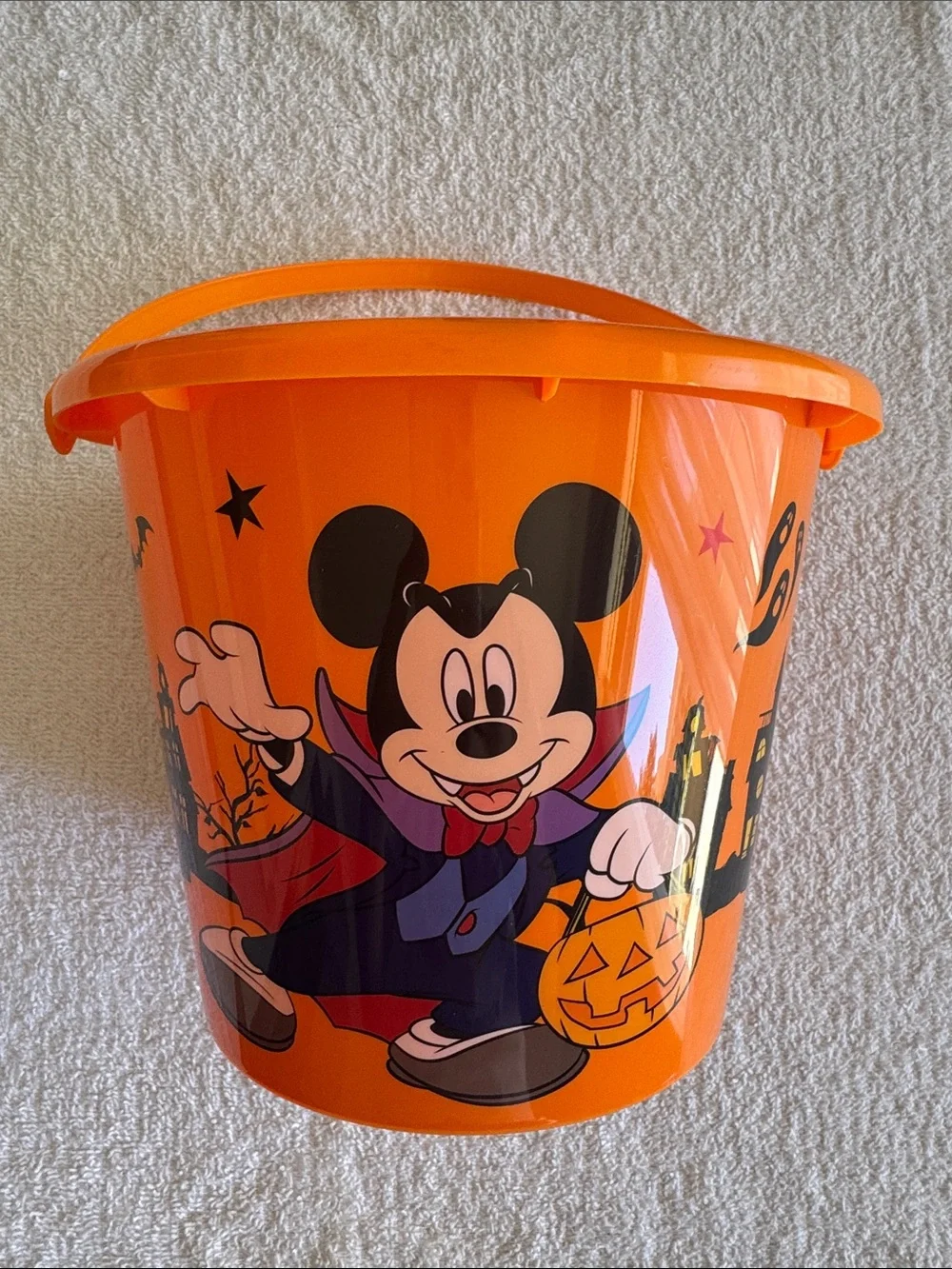 Disney Orange Mickey Mouse Halloween Treat Candy Bucket